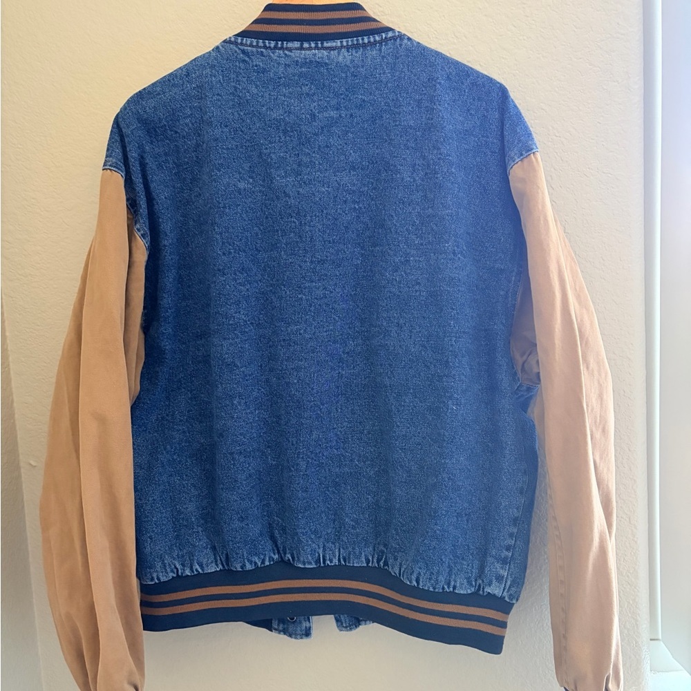 Vintage Dunbrooke Denim and Tan Varsity Jacket - Picture 6 of 7